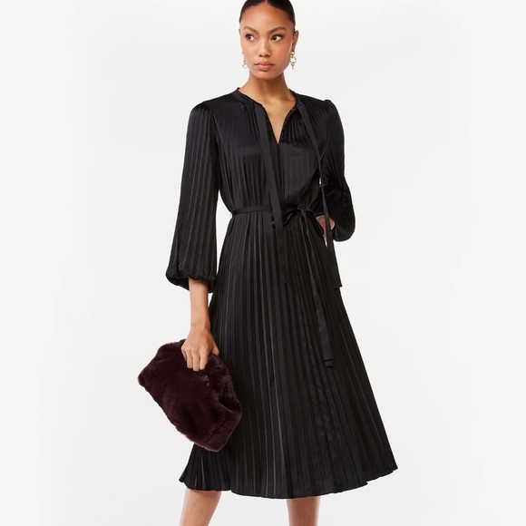 Scoop Blouson Sleeve Pleated Dress NWT Size 14 - Picture 1 of 3